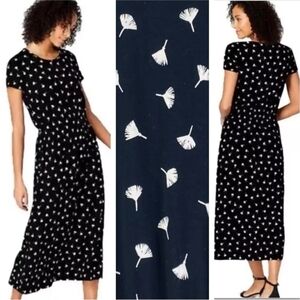J. JILL Wearever Collection Maxi Dress Black White Dandelion Office Casual